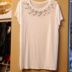 White tee with silver jewels